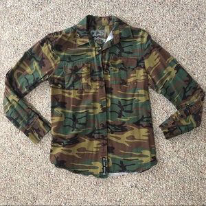 NWOT CCS Army-Print Button Down